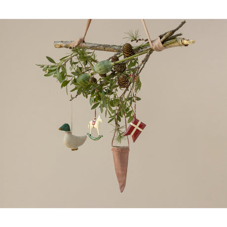 Maileg Cornet ornament, Checker - Petrol