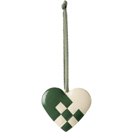 Maileg Metal ornament, Small heart - Dark green