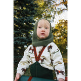 Silly Silas Footless Cotton Tights With Braces Dark Forest Green Christmas Patterned