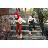 Silly Silas Footless Cotton Tights With Braces Dark Forest Green Christmas Patterned