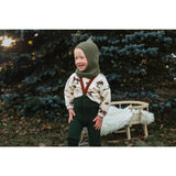 Silly Silas Cotton Tights With Braces Dark Forest Green Christmas Patterned