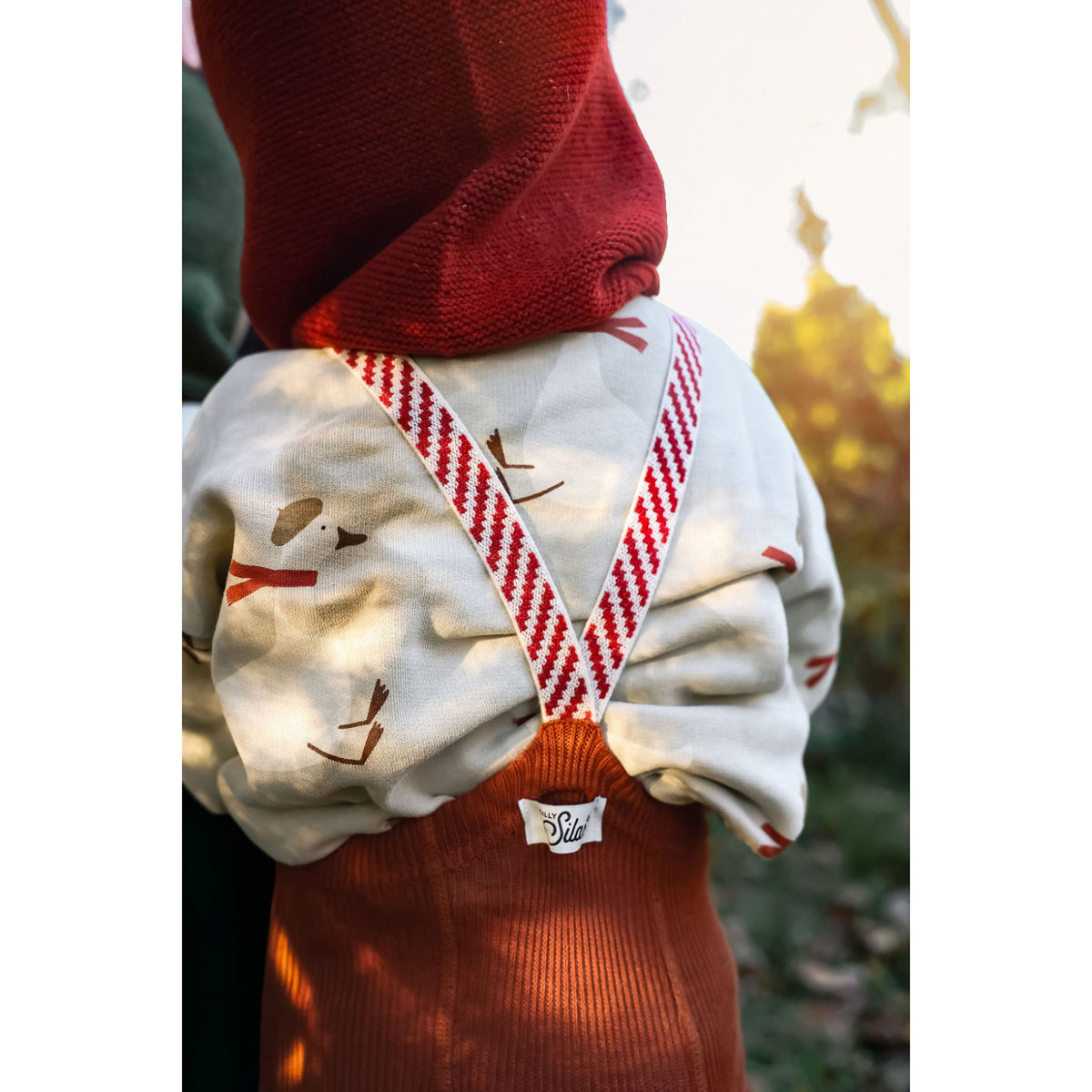 Silly Silas Cotton Tights With Braces Cinnamon Christmas Patterned