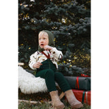 Silly Silas Footless Cotton Tights With Braces Dark Forest Green Christmas Patterned