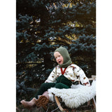 Silly Silas Footless Cotton Tights With Braces Dark Forest Green Christmas Patterned