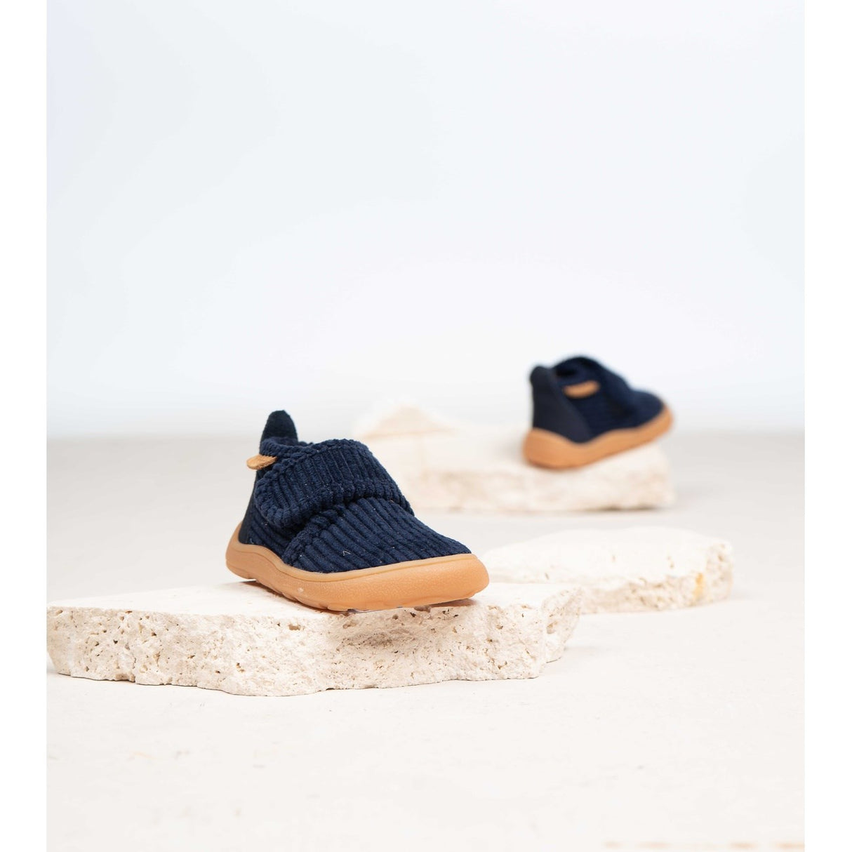 Bisgaard Navy Corduroy Barefoot Basic Home Shoe