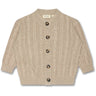 Petit Piao Light Taupe Melange Cardigan Chunky Knit Cabel