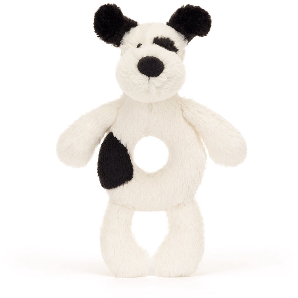 Jellycat Bashful Black & Cream Puppy Ring Rattle 2