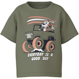 Name It Oil Green Everyday Is A Good Day Vagno Loose T-Shirt