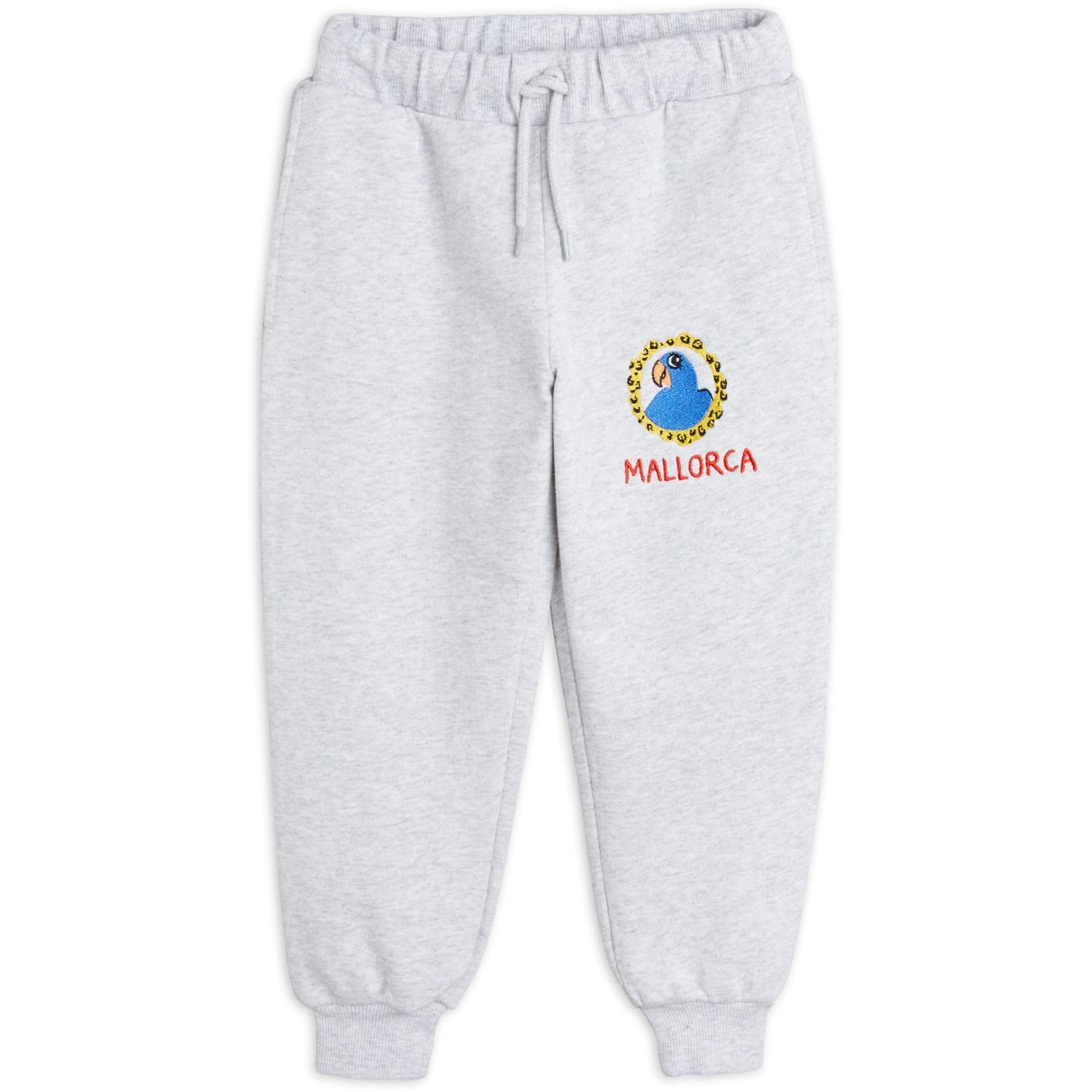 Mini Rodini Grey melange Parrot Emb Sweatpants