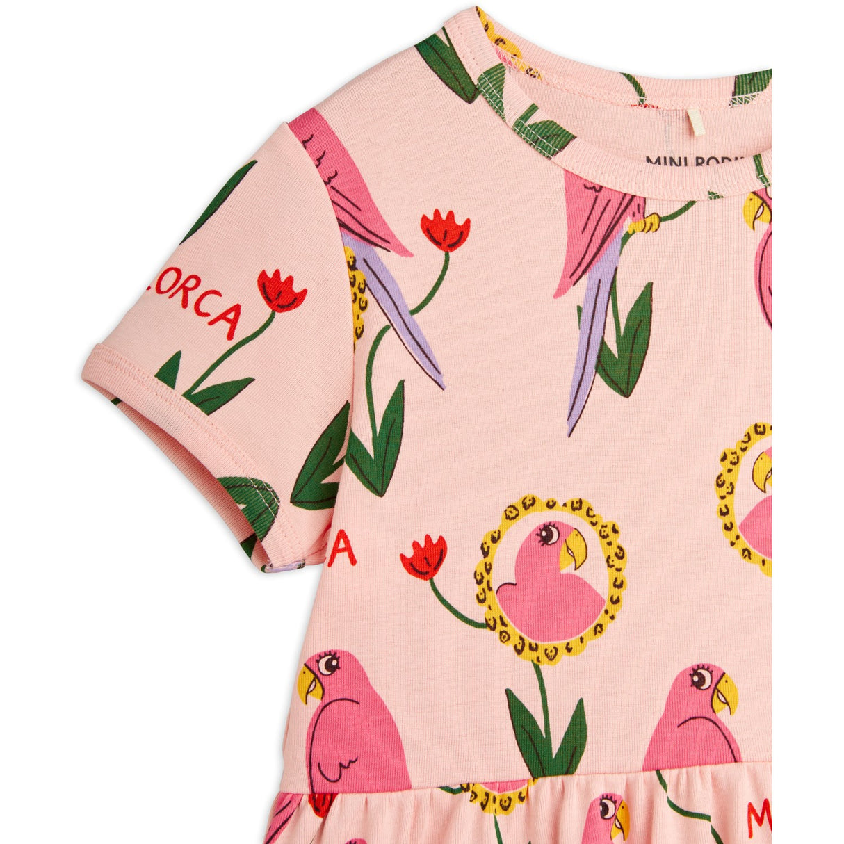 Mini Rodini Pink Parrots AOP Dress 2