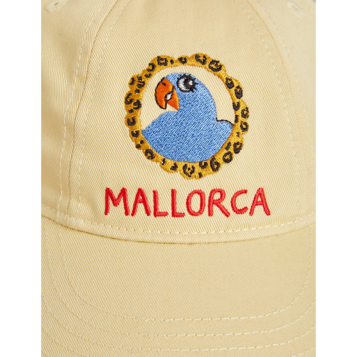 Mini Rodini Yellow Parrot Emb Soft Cap 3