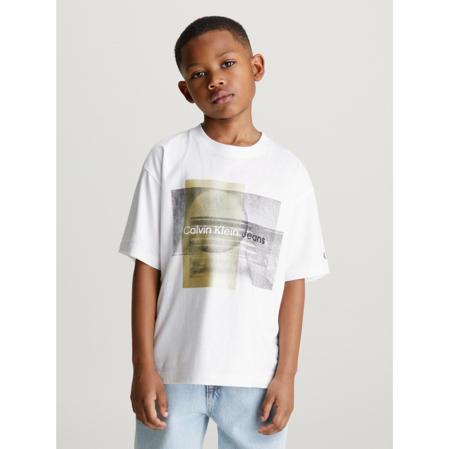 Calvin Klein Layered Graphic Relaxed T-Shirt Bright White 3