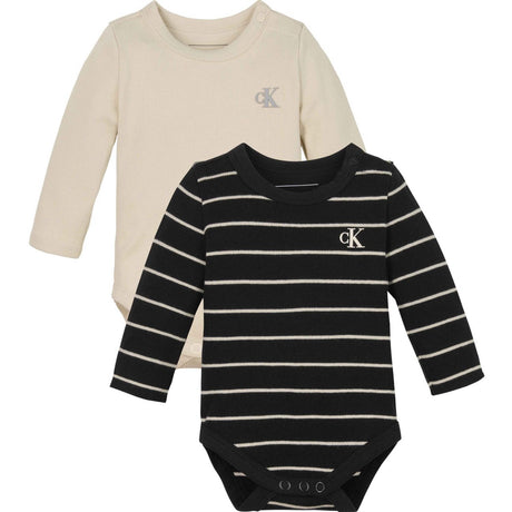 Calvin Klein Ck Black Wcg Stripe / White Cap G Rib Stripe Bodysuit Ls Set