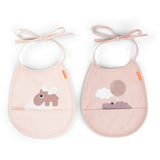 DonebyDeer Mini Bib w/Pocket 2 pcs. Happy Clouds Powder