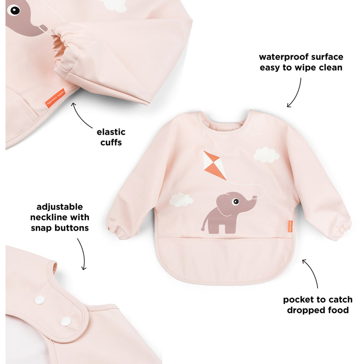 DonebyDeer Bib w/Sleeves & Pocket Playground Powder