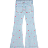 The New Light Blue Denim Laflared Embroidery Jeans