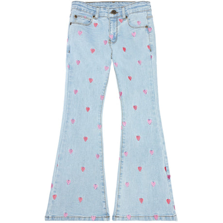 The New Light Blue Denim Laflared Embroidery Jeans