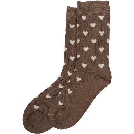 minipop® Chocolade Brown/Off White Bamboo Heart Socks