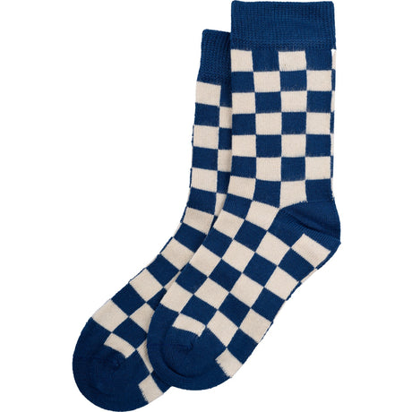 minipop® Deep Cobalt/Off White Bamboo Socks Check