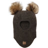 Mikk-Line Dark Brown Melange Wool Fullface w. Pom Pom