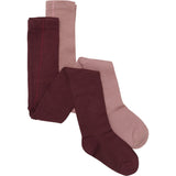 Minymo Dusty Rose 2-Pack Stockings w. Pattern