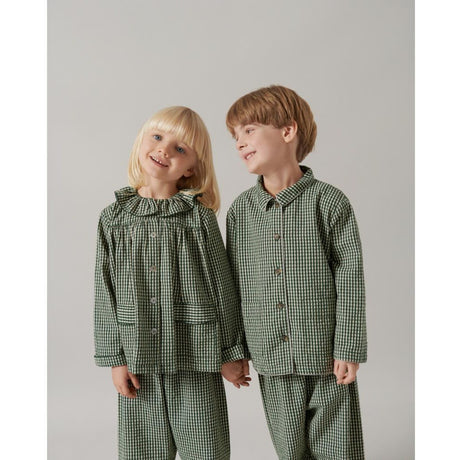 MarMar Cotton Seersucker Green Check Pajama Set