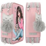 TOPModel Triple Pencil Case Kitty And Doggy 7