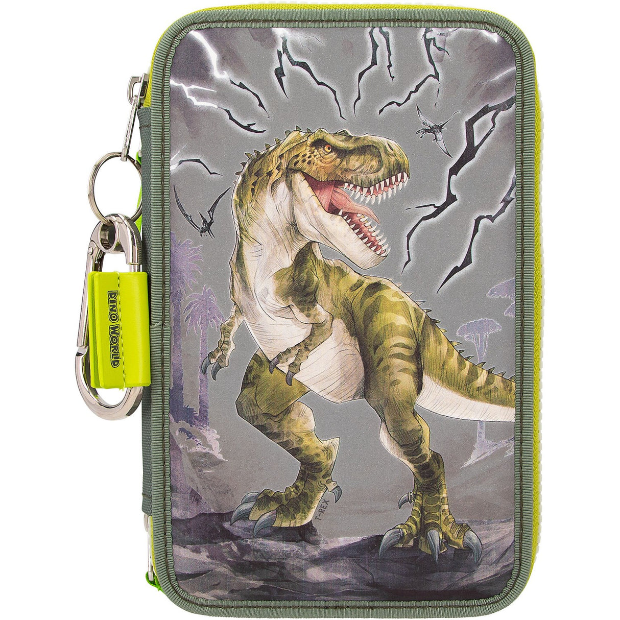 Dino World Triple Pencil Case Reflector 6