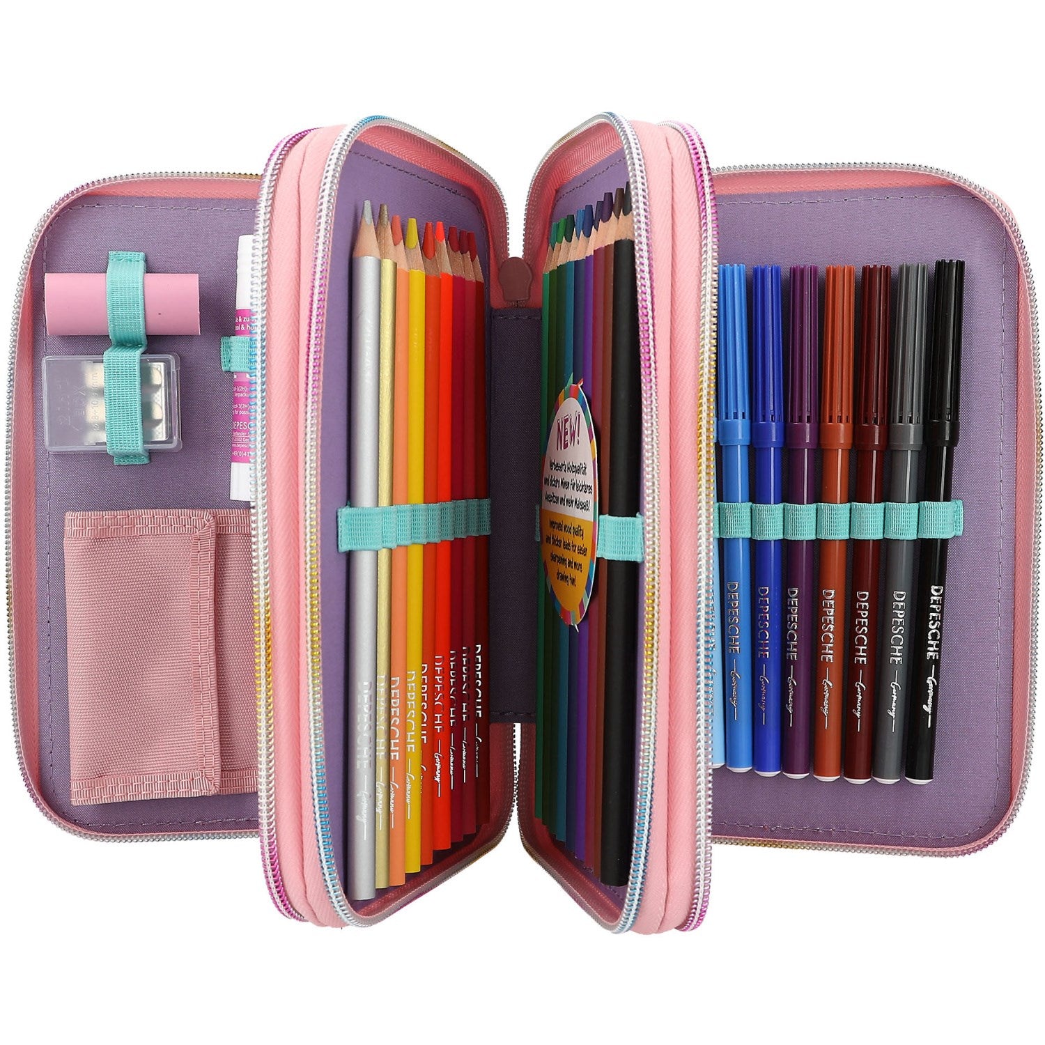 Ylvi Triple Pencil Case Rainbow 2