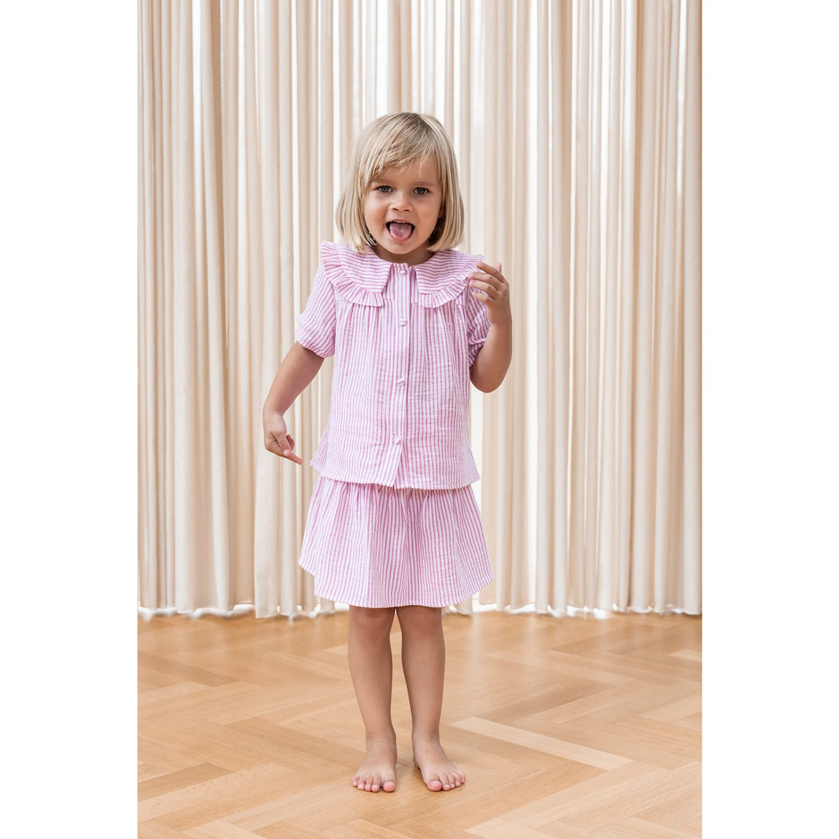 Fliink Cloud Dancer Pink Stripe Ciao Stripe SS Shirt