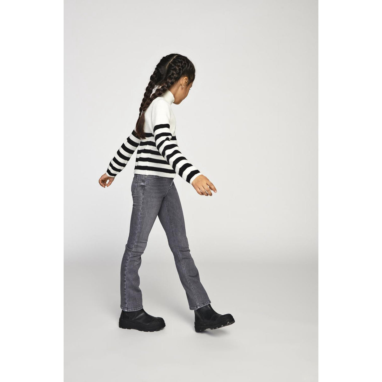 kids ONLY Cloud Dancer Black Franca Half Zip Stripe Knit Blouse Noos