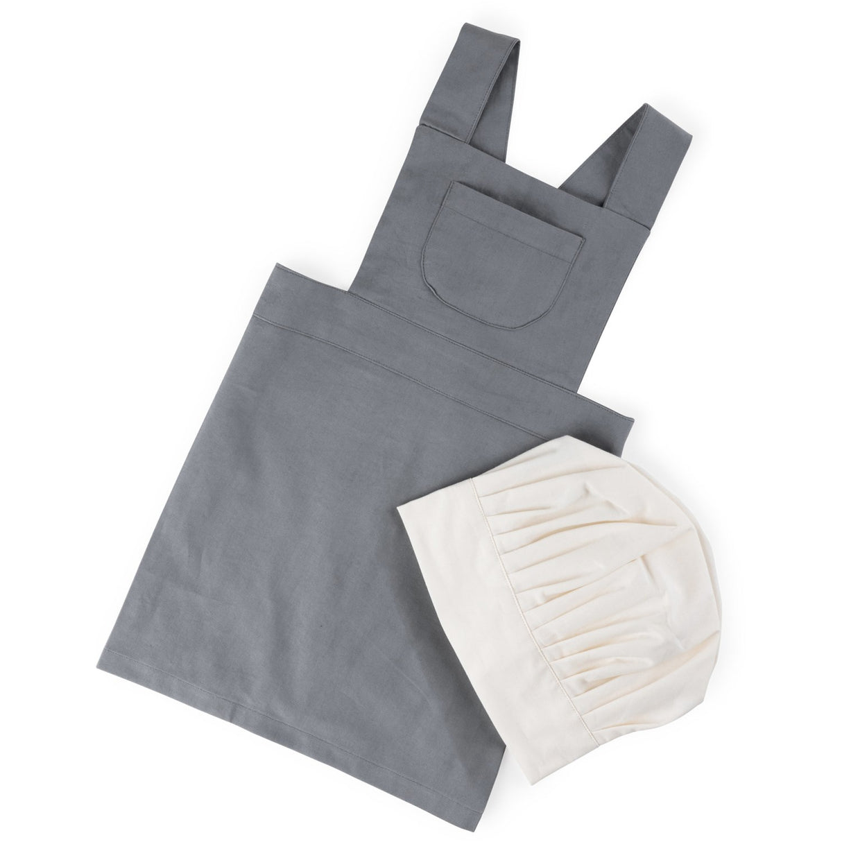 Sebra Grey Children's apron w/chef's hat, elephant grey/classic white