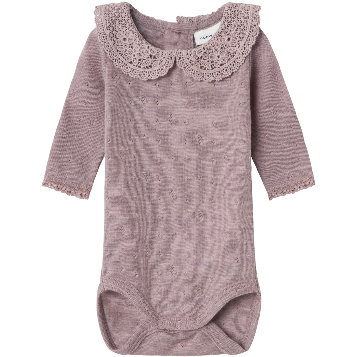 Name It Purple Dove Wang Wool Needle Bodysuit With Collar