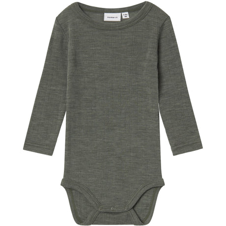 Name It Mulled Basil Wang Wool Needle Bodysuit Ls Solid Noos