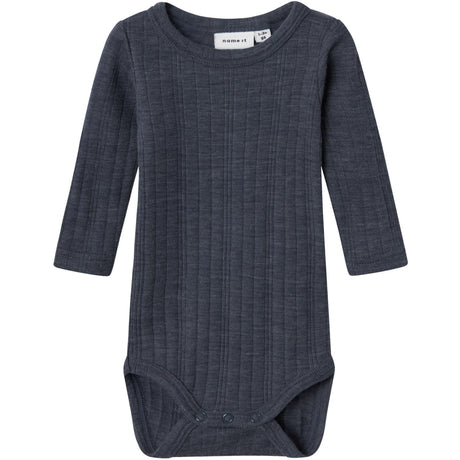 Name It Ombre Blue Wang Wool Needle Bodysuit Ls Solid Noos