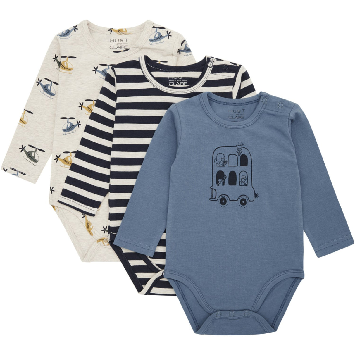 Hust & Claire Navy Baby Bertram Bodysuit 3-pack