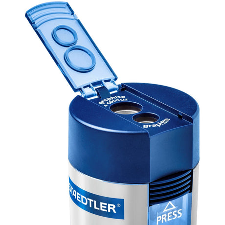 Staedtler Pencil Sharpener with Collector 2-Hole Silver/Blue 2