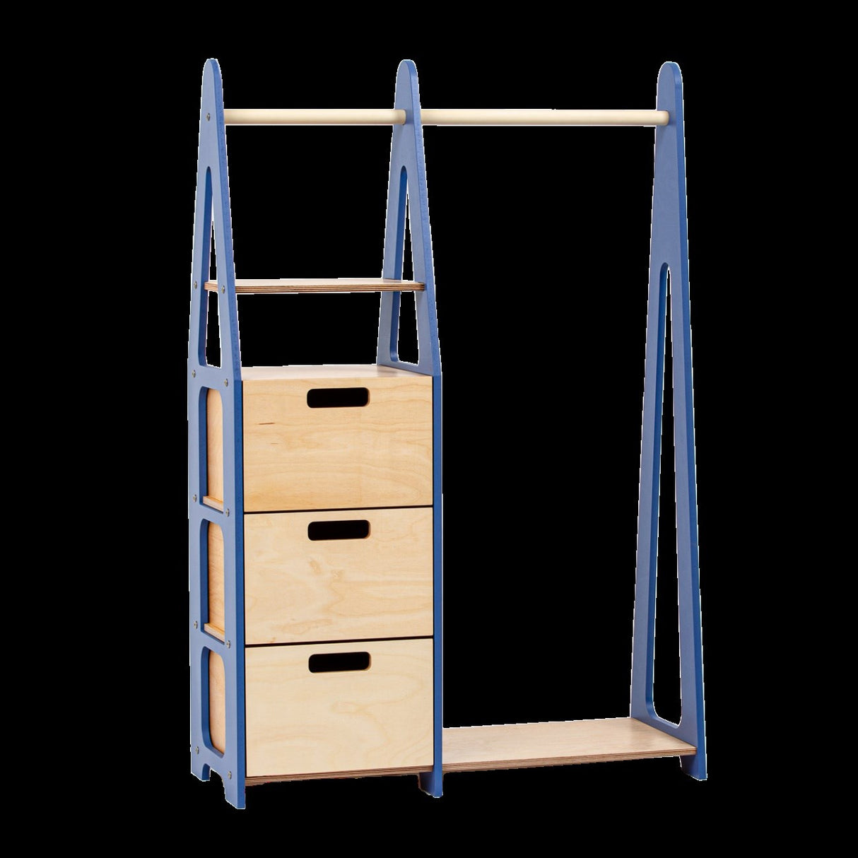 Duck Woodworks Children Wardrobe with Drawers Blue