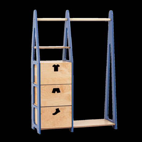 Duck Woodworks Children Wardrobe with Drawers Blue