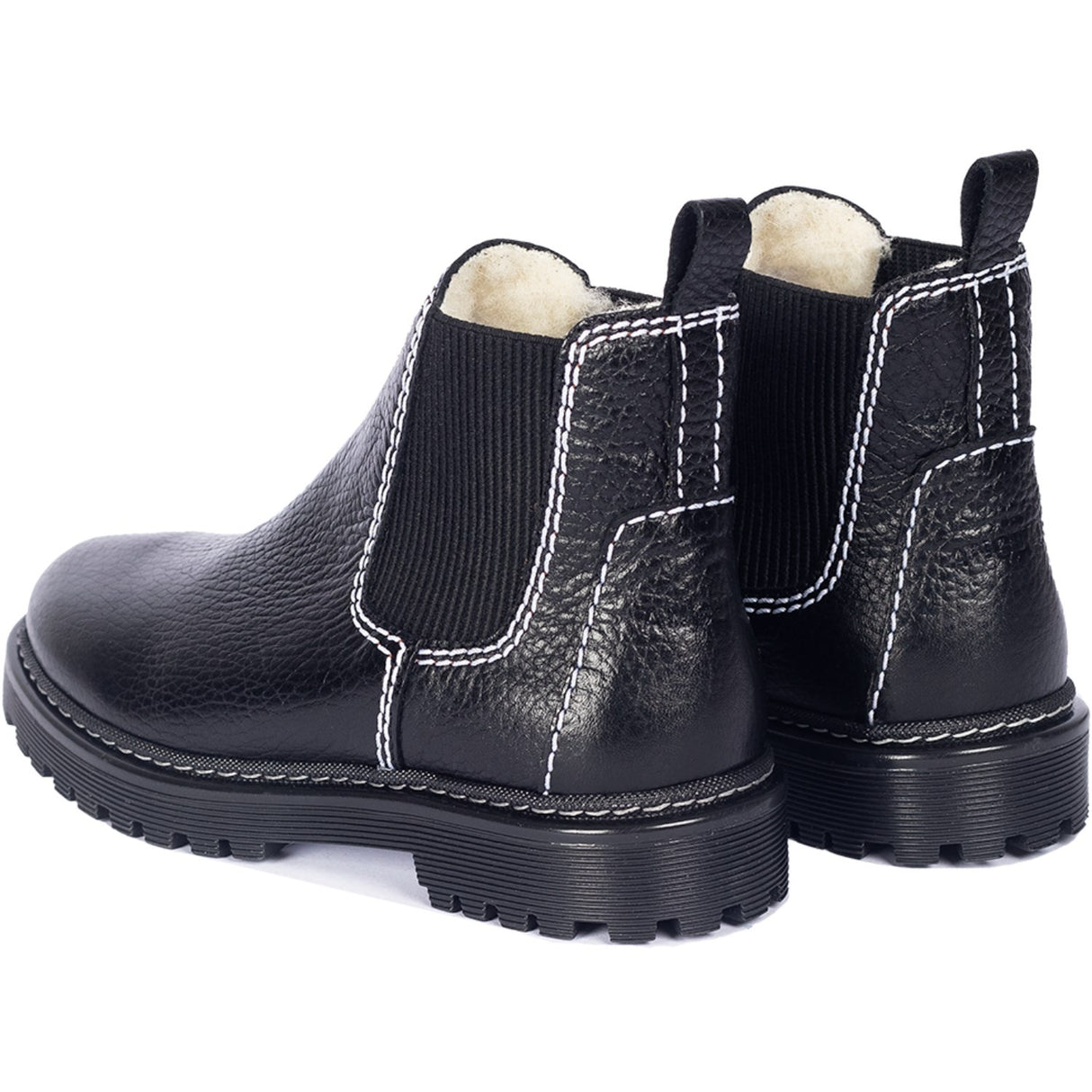 Angulus Black/Black Chelsea boot with soft wool lining