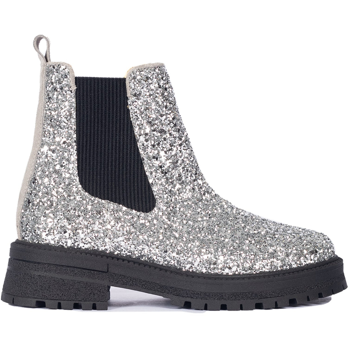 Angulus Silver Glitter/Gray/Black Glitter Chelsea Boot På Trackål