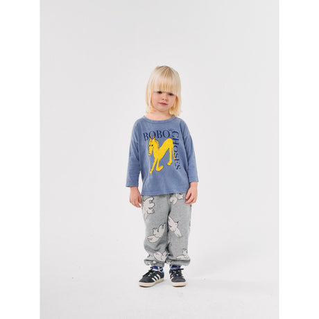 Bobo Choses Light Heather Grey Freedom Bird All Over JAndging Pants 2