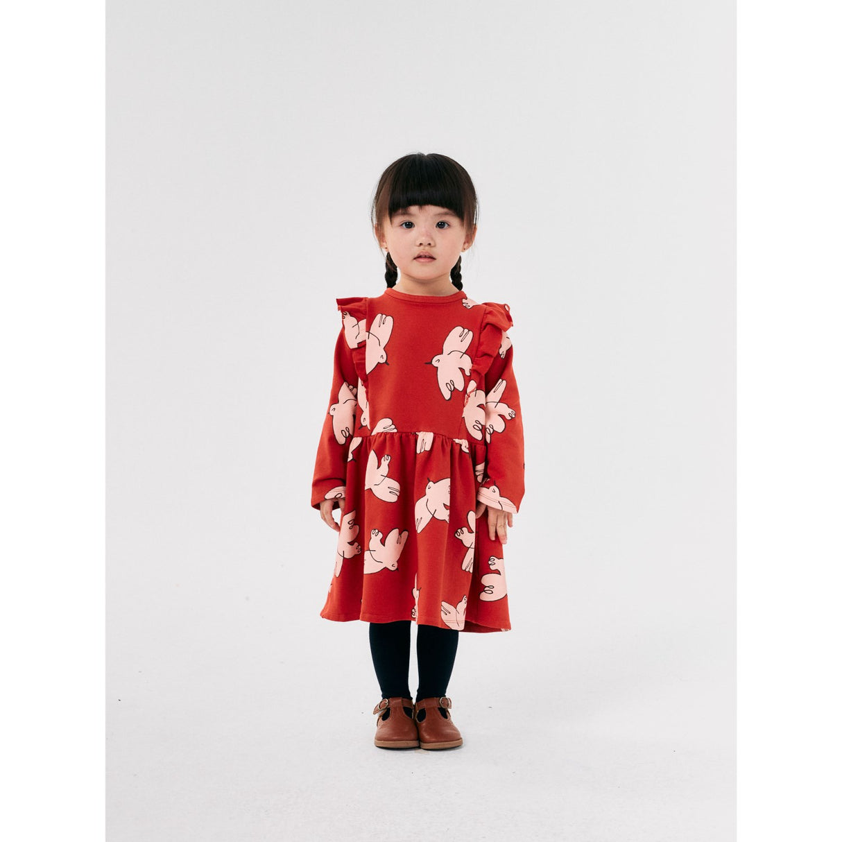 Bobo Choses Red Freedom Bird All Over Ruffle Dress