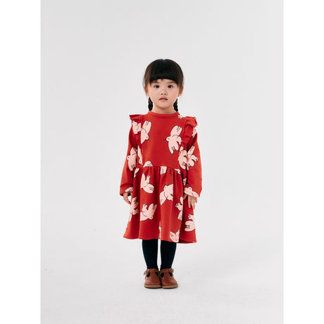 Bobo Choses Red Freedom Bird All Over Ruffle Dress