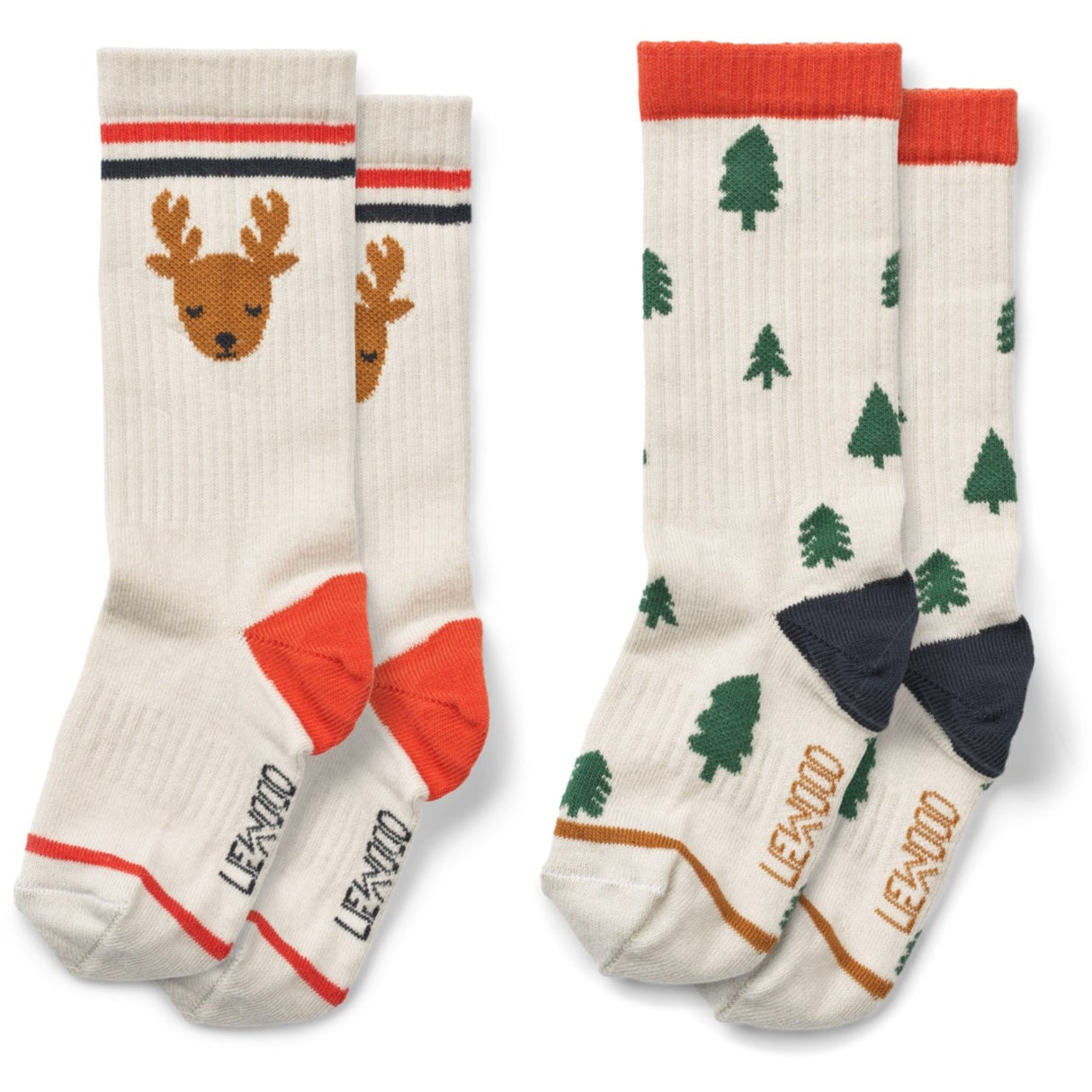 LieWood Holiday Reindeer / Trees Sandy Mix Annette Socks 2-Pack