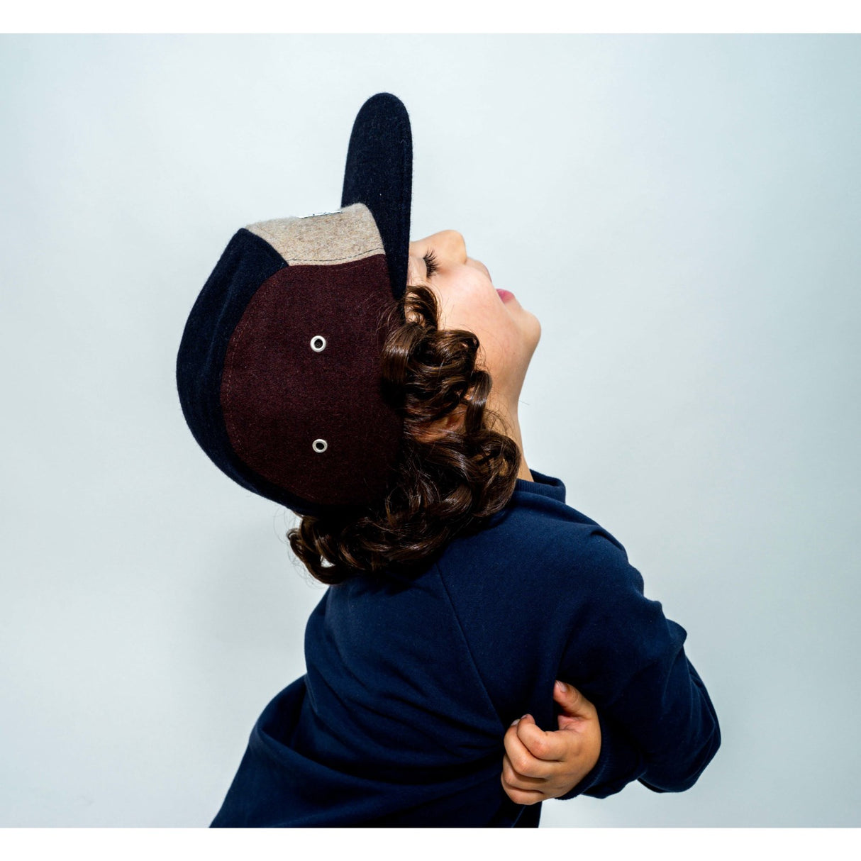 Lil' Boo  Block Wool 5 panel - Brown/Navy 2