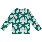 Småfolk Petroleum Green Long Sleeve Blouse With Ghosts 6