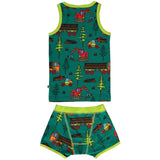 Småfolk Petroleum Green Underwear Set With Machines 7