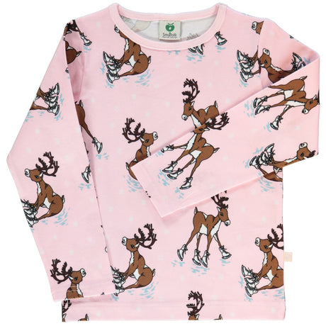 Småfolk Icy Pink Longærmet Blouse With Reindeer