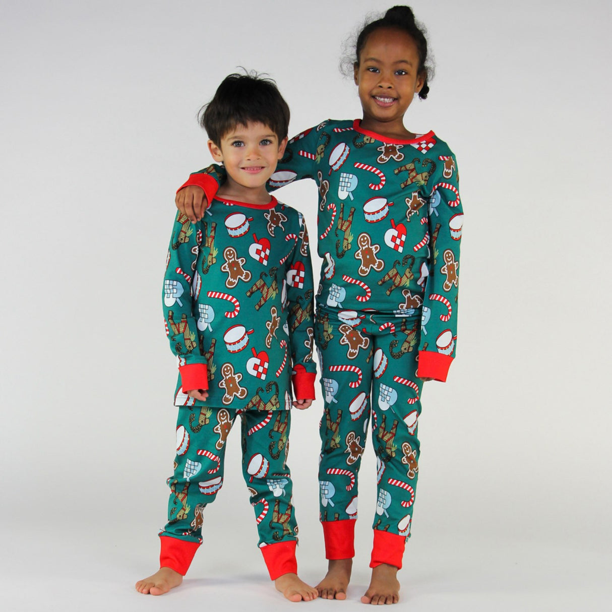 Småfolk Petroleum Green Sleepwear With Christmas Decorations